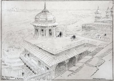 The Jasmine Tower, Agra Fort & Taj Mahal by Albert Goodwin