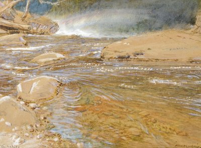 The Rapids/ Above the Waterfall by Albert Goodwin