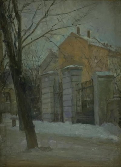 The Gate of Assistens Cemetery in Copenhagen. Winter by Albert Gottschalk