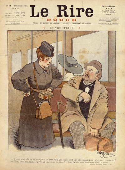 The Train Conductor, Cartoon from Le Rire Rouge by Albert Guillaume
