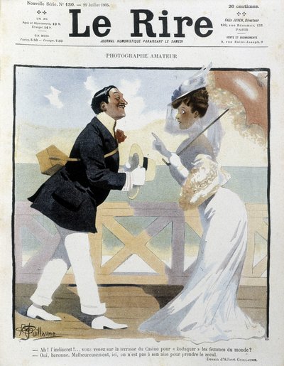 The amateur photographer - drawing by Albert Guillaume (1873-1942) in The Rire by Albert Guillaume