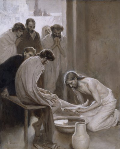 Jesus Washing the Feet of his Disciples by Albert Gustaf Aristides Edelfelt