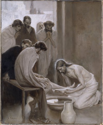 Christ washing the Feet of the Disciples, by Albert Edelfelt by Albert Gustaf Aristides Edelfelt