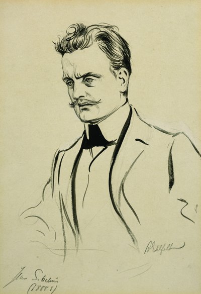 Portrait of the Composer Jean Sibelius, small half-length by Albert Gustaf Aristides Edelfelt