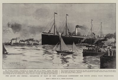 For Queen and Empire, Departure of Part of the Australian Contingent for South Africa from Melbourne by Albert Henry Fullwood