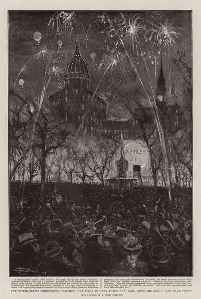 The United States Presidential Election, the Scene in Park Place, New York, when the Result was made Known by Albert Henry Fullwood