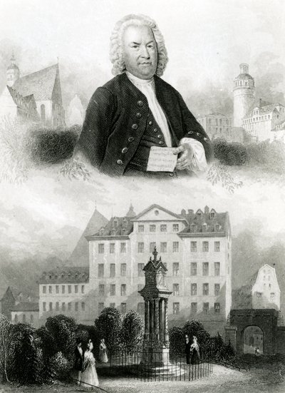 Portrait of Johann Sebastian Bach and Monument by Albert Henry Payne