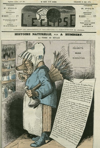 Cartoon of The Housewife, Natural History. Cover in L