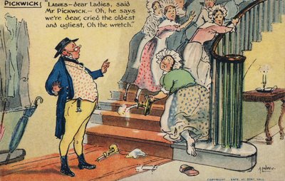 Mr Pickwick offending a group of women by Albert Jnr. Ludovici