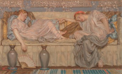 Beads Study, Two Women on a Sofa by Albert Joseph Moore