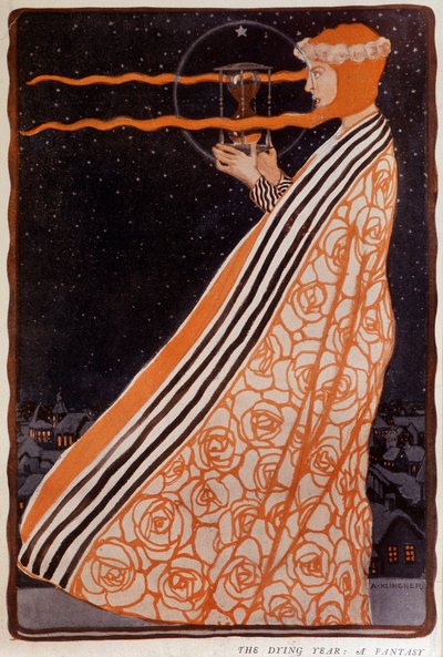 A Woman Holding an Hourglass by Albert Klingner