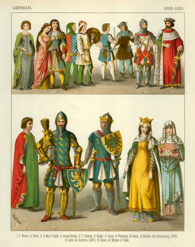 German Costume 1300-1350 by Albert Kretschmer