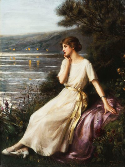 Portrait of a Woman by a Lake by Albert Lynch