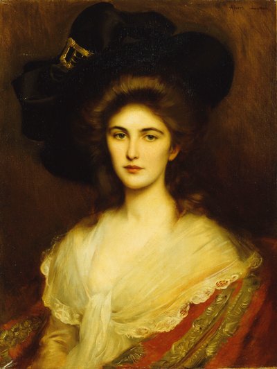 Portrait of an Elegant Lady in a Black Hat by Albert Lynch