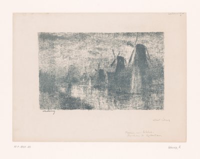 Mills on the Schie near Rotterdam by Albert Marie Lebourg