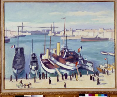 The port of Marseille with the ferry bridge by Albert Marquet