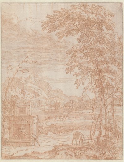 Italianate Landscape with a Fountain by Albert Meyering