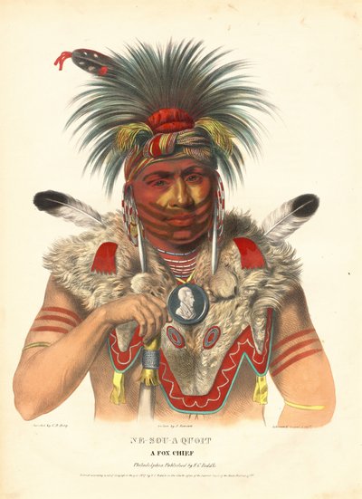 Ne-Sou-A Quoit, a Fox Chief by Albert Newsam, after Charles Bird King