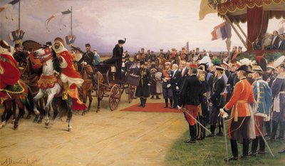 President Emile Loubet Welcoming Tsar Nicolas II and Tsarina Alexandra to the Camp at Betheny, 21st September 1901 by Albert Pierre Dawant
