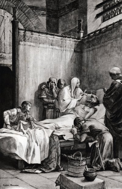 Death of Clovis I of the Franks in Paris on November 27th 511 - Death of Clovis - Drawing by Albert Maignan by Albert Pierre Rene Maignan