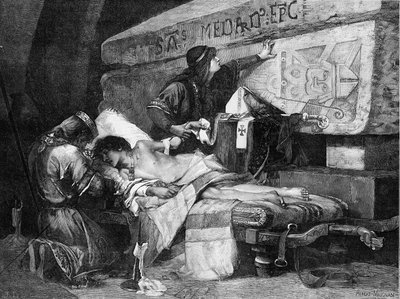 The last moment of Chlodobert (or Clodebert died in 580). 