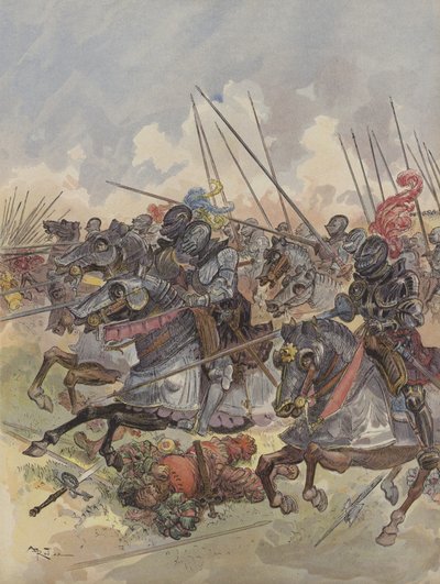 Battle of Pavia, the Cavalry Masking the Artillery by Albert Robida