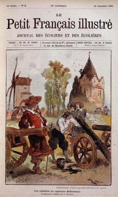 Bellehumeur had improvised manufacturer of Canon - The shyness of Captain Bellormeau by Robida. Cover The Little Frenchman Illustrated of 30/12/1899 by Albert Robida