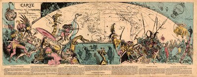Map of the Very Extraordinary Travels of Saturnin Farandoul by Albert Robida