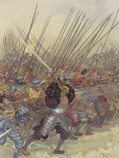 Swiss Charge at Marignan by Albert Robida