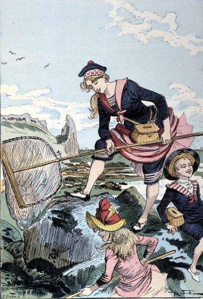 Fishing for Crayfish by the Sea by Albert Robida