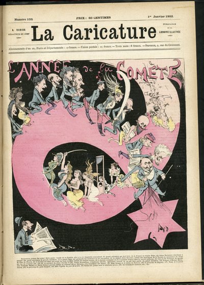 Illustration for the Cover of La Caricature (1880) by Albert Robida