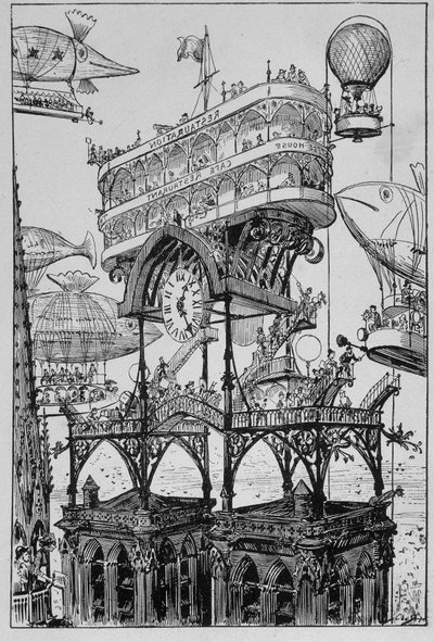 International Hotel at the top of the Arc de Triomphe by Albert Robida