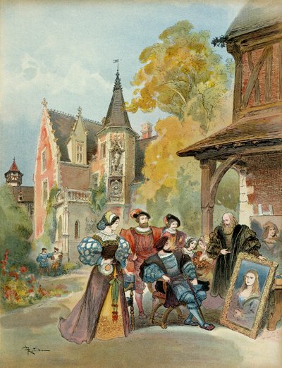 King Francois I (1494-1547) Buying the Mona Lisa from Leonardo da Vinci, Close to the Royal Castle of Amboise, Between 1516 and 1519. Illustration by Albert Robida