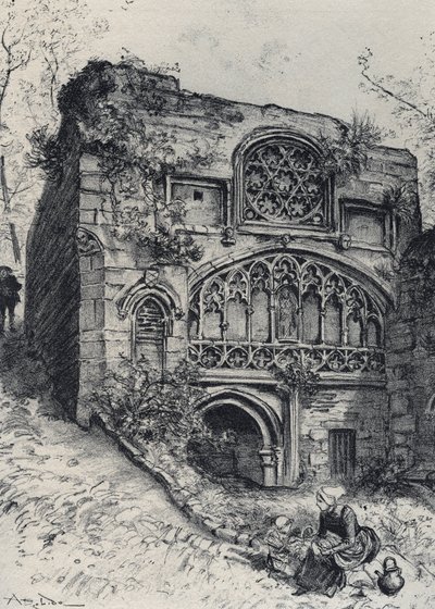 La Fontaine des Carmelites a Morlaix - La vieille France - La Bretagne - text, drawings and lithographs, by Albert Robida (1848-1926) by Albert Robida