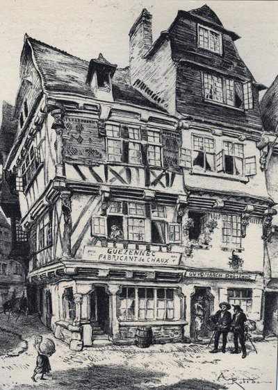 La Venelle aux Pastes in Morlaix - La vieille France - La Bretagne - text, drawings and lithographs, by Albert Robida (1848-1926) undated late 19th century by Albert Robida
