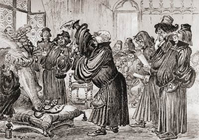 Le Sophiste feut introduict et commença sa harangue en toussant by Albert Robida