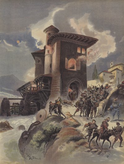 The Partisan Montlue Seizes the Mills of Auriol and Massacres the Imperial Garrison by Albert Robida