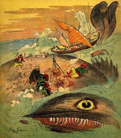 Sindbad the Sailor - Tale of the Thousand and One Nights - Sindbad and His Companions Have Failed by Albert Robida