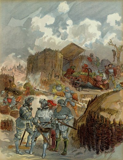 Sixth Italian War: Pierre Terrail de Bayard at the headquarters of Mezieres in 1521 by Albert Robida