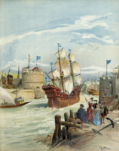 The French Fleet in Le Havre, by Decision of Francois I by Albert Robida