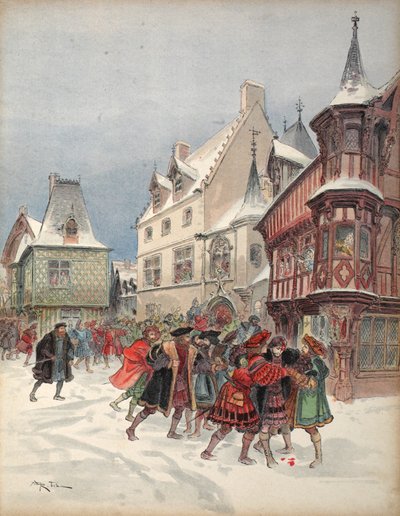 The King Wounded during a Mock Battle at the House of St. Pol in Romorantin, Illustration from 