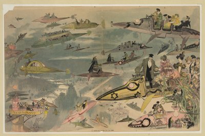 The exit of the opera in the year 2000 by Albert Robida
