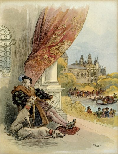 The Last Days of Francois 1st (1494-1547), at the Castle of Rambouillet. Illustration by Albert Robida