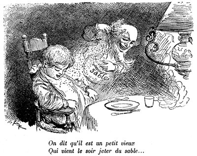 The sand merchant has passed! Child asleep after eating. Sleep. “They say he