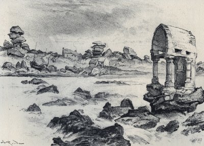 Chapel Saint Guirec at Ploumanach (Oratory of Saint Guirec) - Old France - Brittany - text, drawings and lithographs, by Albert Robida (1848-1926) undated end 19th century by Albert Robida