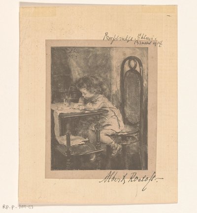 Girl Drawing at a Table by Albert Roelofs (signed by artist)
