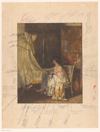 Woman Sitting on a Chair Next to a Cradle by Albert Roelofs