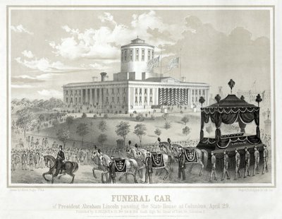 Funeral Car of President Abraham Lincoln Passing the State House at Columbus, April 29, pub. 1865 by Albert Ruger