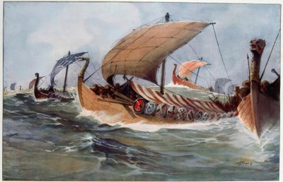 Drakkar. Viking Longships Under Sail by Albert Sébille