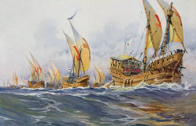 French Ships of Saint-Louis during the Eighth Crusade in 1268 by Albert Sébille